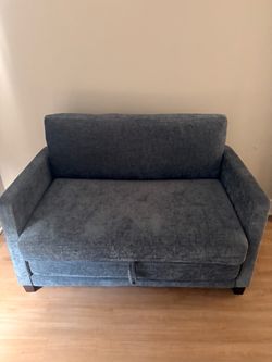 Gray Blue Fabric Loveseat Sofa