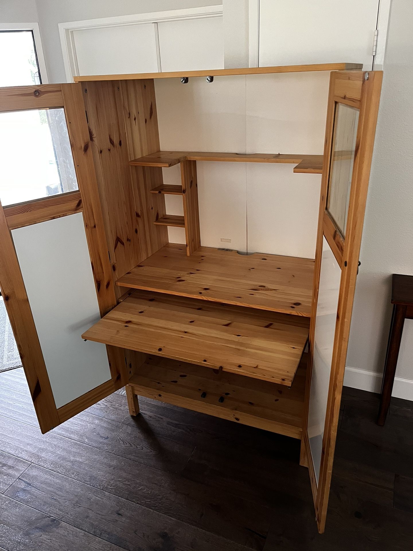 Solid, Pine Armoire Computer Desk