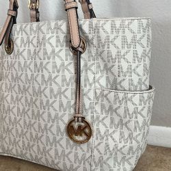 Michel Kors Purse White Leather Tote Bag