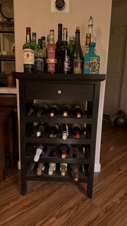 Wine Rack Cabinet w/ Drawer + Liquor Storage (Holds ~20+ Bottles)