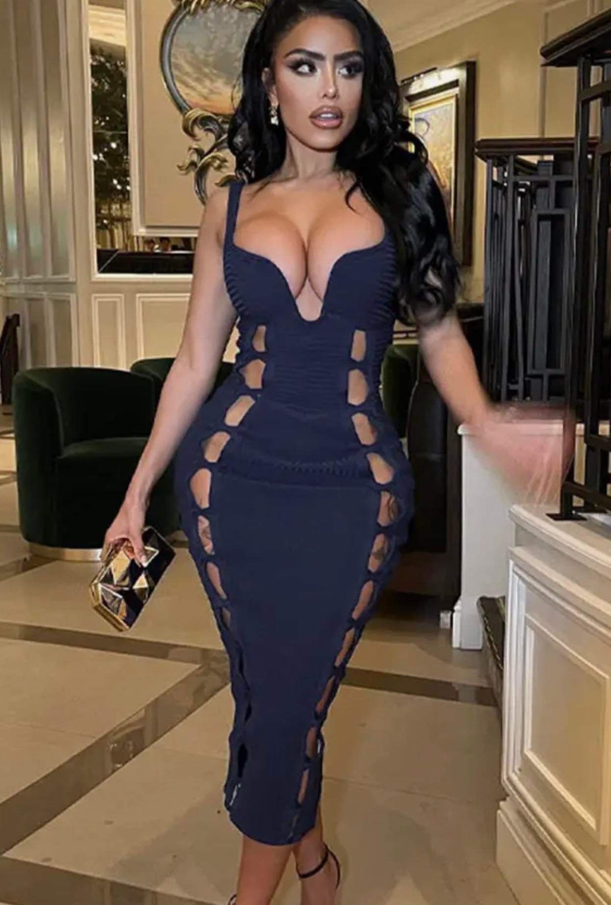 Black Cutout MIDI Dress 