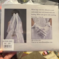 First Communion Veil & Glove Set New