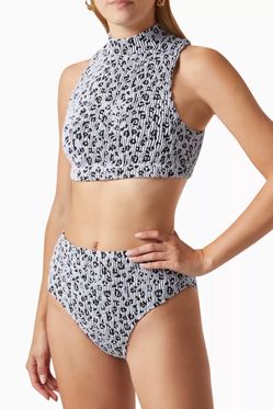 Good American Light Blue Leopard Bikini Set Medium