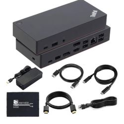 40AS0090US Lenovo Thinkpad Docking Station Gen 2-1 Year Warranty, Lenovo Docking Station for Laptop with 90W Adapter, HDMI, USB-C, DisplayPort Cables 