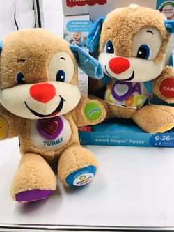 2 Fisher price smart stages laugh and learn puppy plush Animals! Batteries included! NWOB!