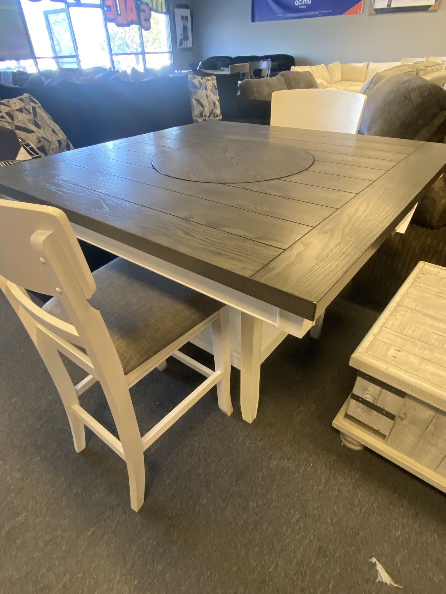 5pc Counter Height Dining Table Set With lazy Susan