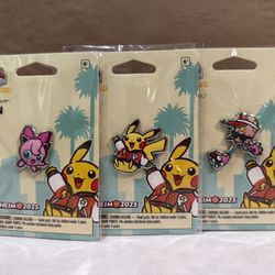 Pokemon Worlds 2025 Exclusive Pins Pikachu Jigglypuff Toedscool