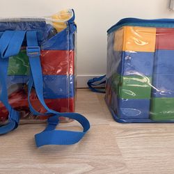 Jumbo Building Blocks Set w/ Storage Bags – Kids/Toddlers