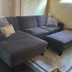 Couch with Chaise and Storage Ottoman 
