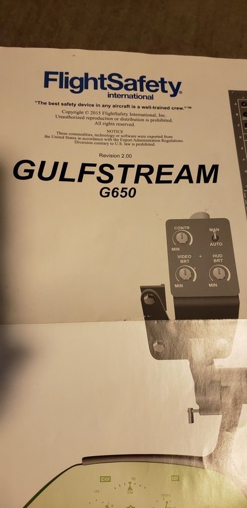 gulfstream G650 cockpit Training poster 24" X 36" By FlightSafty International. Great Condition.