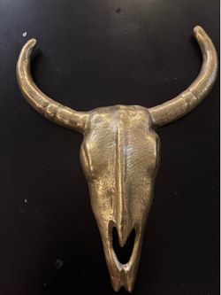 Gold Longhorn Skull Wall Decor | Western / Desert Boho Decor
