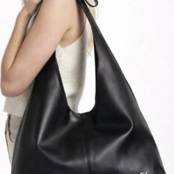 New Victoria’s Secret Bow Tote Black Faux Leather Large