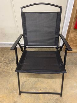 Black Folding Patio Chair with Armrests