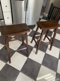 2 Saddle Wooden Barstools