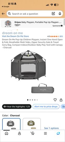 Dream On Me Pop-Up Baby Playpen with Canopy