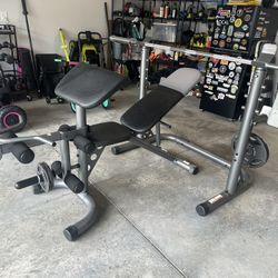 Weight Bench, Rack, Bar, Plates