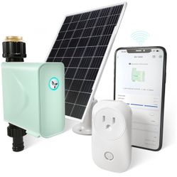 LetPot Smart WiFi Water Timer for Garden Hose Faucet, [Solar-Powered 365 Days] Outdoor Programmable Sprinkler Timer