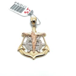 14kt Gold Tri Color Anchor Cross With Jesus 3.34grams 171579 6