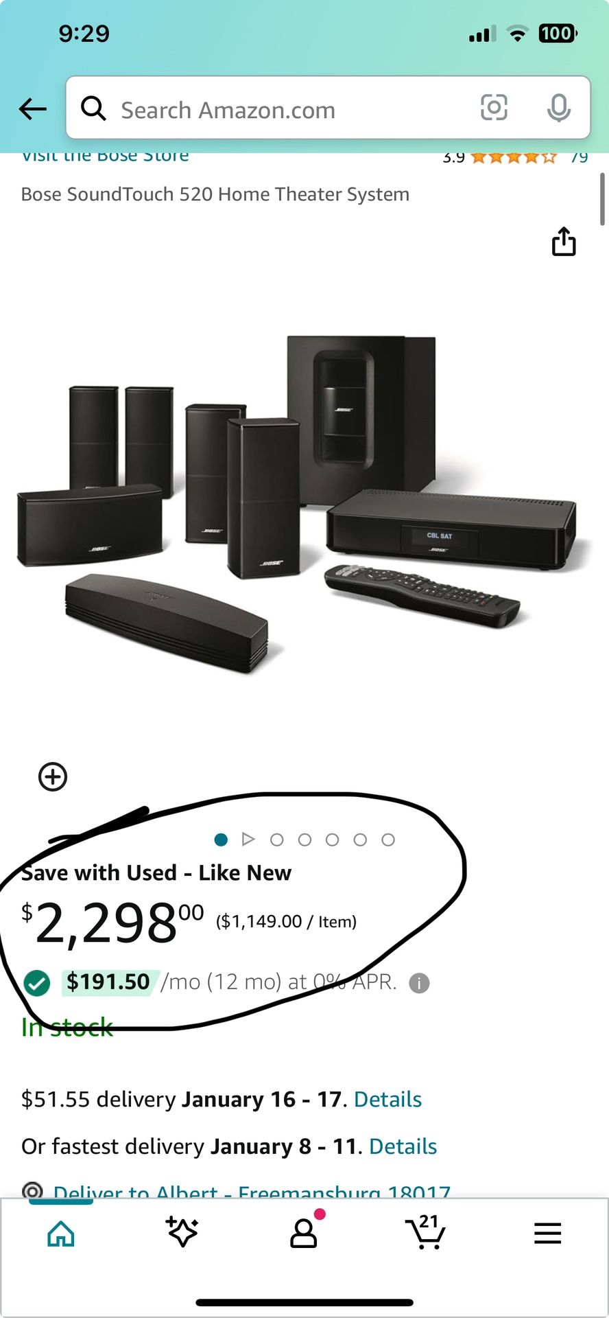 Bose SoundTouch 520 Home Theater System Wireless Sub Bluetooth WiFi