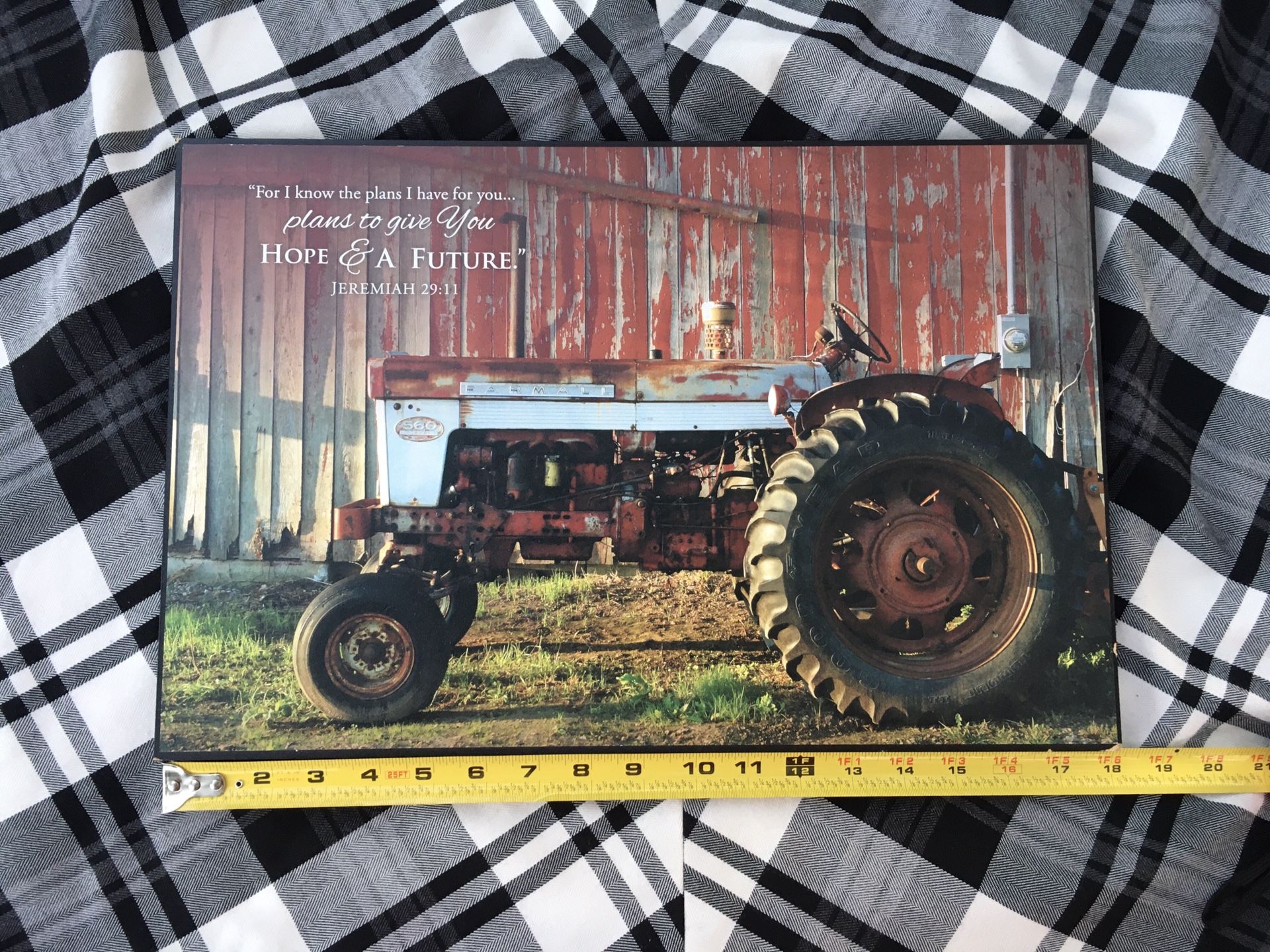 Tractor and barn/farmhouse inspirational message picture