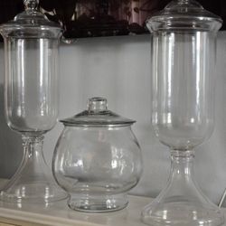 Glass Jars/Vaces/Candy Dishes