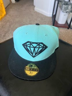 Diamond Supply Co x New Era 59FIFTY Fitted Hat Size 7 5/8 Tiffany Blue Black