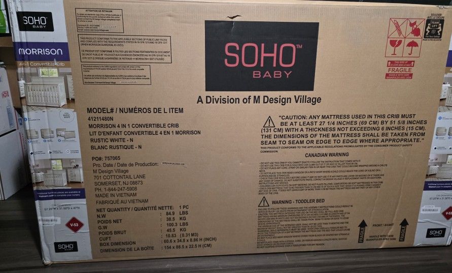 Soho Baby Morrison 4-in-1 Convertible Crib, Rustic White