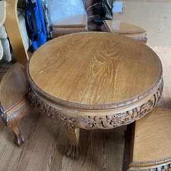 Vintage Hand Carved Coffee Table