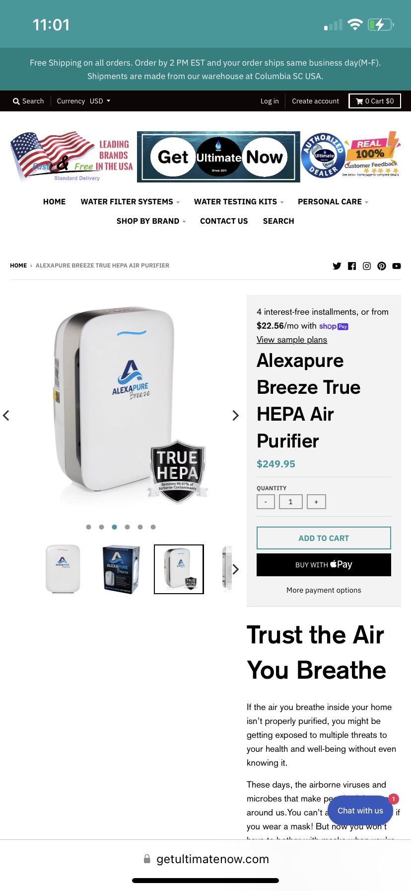 Alexapure Breeze True HEPA AIR Purifier