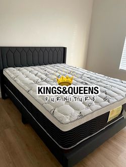 New Queen bed frame with mattress
