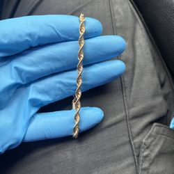 4.5 mm 10k GOLD diamond cut rope bracelet