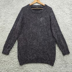 Maje Tunic Sweater Womens 3 Large Black Long Sleeve Stretch Metallic Sparkle 