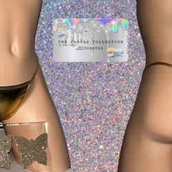 {EXOTIC DANCE/ CLUB/ RAVE WEAR}: GOLD METALLIC THONG & PAIR OF NIPPLE COVERS