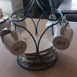 Expresso Set Cup With Plates And Rack 12.00