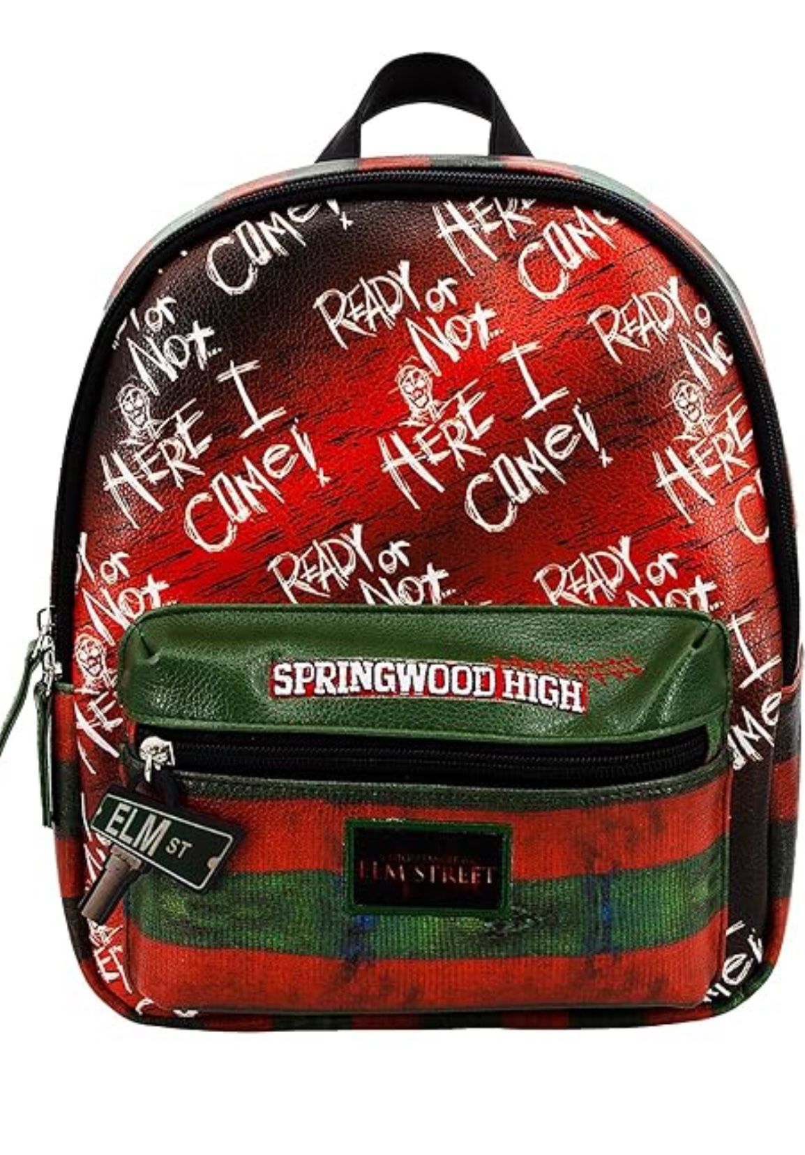 Concept One A Nightmare on Elm Street Mini Backpack, Freddy Krueger Small Travel Bag Purse for Men and Women, Multi, 10 Inch