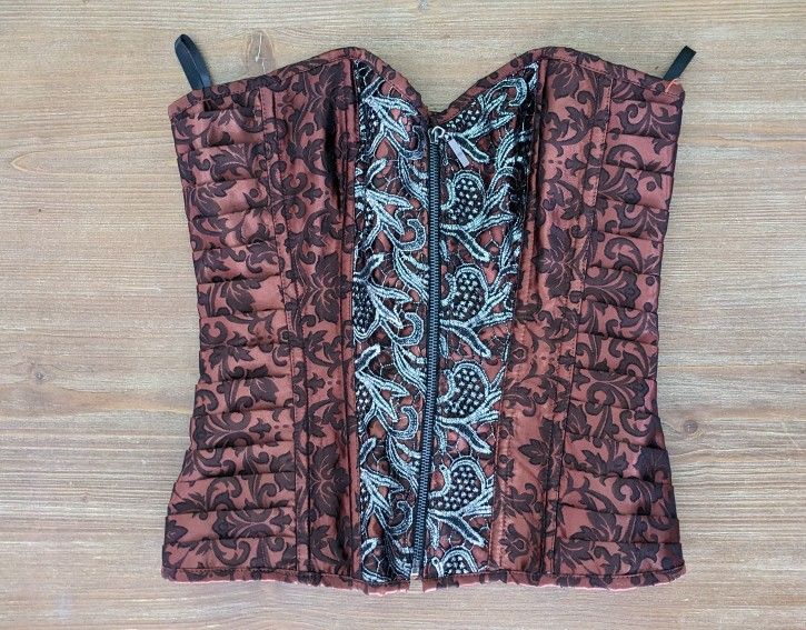 XL Copper And Silver Filigree Corset