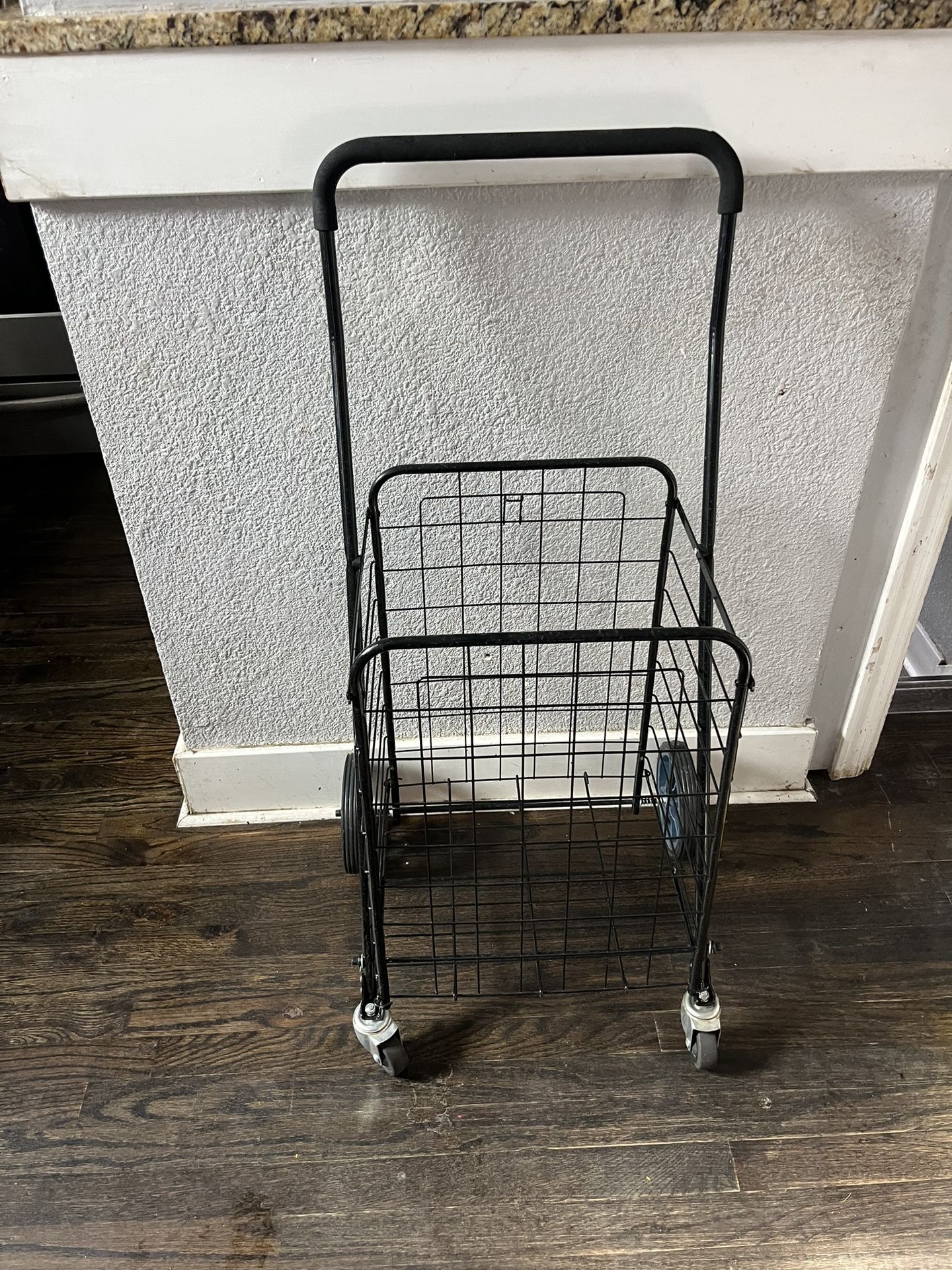 Rolling Metal Shopping / Utility Cart - Black