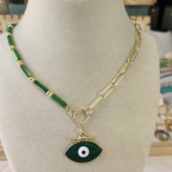 Gold Plated Evil Eye Statement Necklace