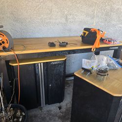 Husky work bench and 2 cabinets