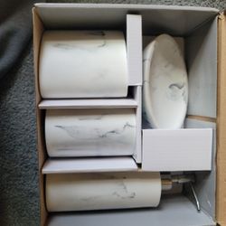 Zccz Create Bathroom Accessory Set, 4 Piece Marble Look. Brand New.