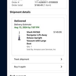 Shark NV352 Navigator Lift Away Upright Vacuum with Wide Upholstery and Crevice Tools, Lavender, 15 in L x 11.4 in W x 45.5 in H