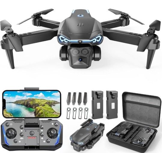 Drone with Camera 1080P HD, FPV Foldable Drone for Adults Kids, One-Key Take Off/ Landing, 3D Flips, Altitude Hold, Speed Adjustment, Headless Mode, 2