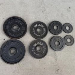 Olympic Weight Plates – 91 lbs Total (Weider & York