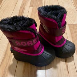Sorel girls Sz 13 youth Snow Boots black  Pink