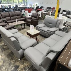 Grey Modern Living Room 3Pcs Set / Juego de 3 piezas para sala de estar moderna gris