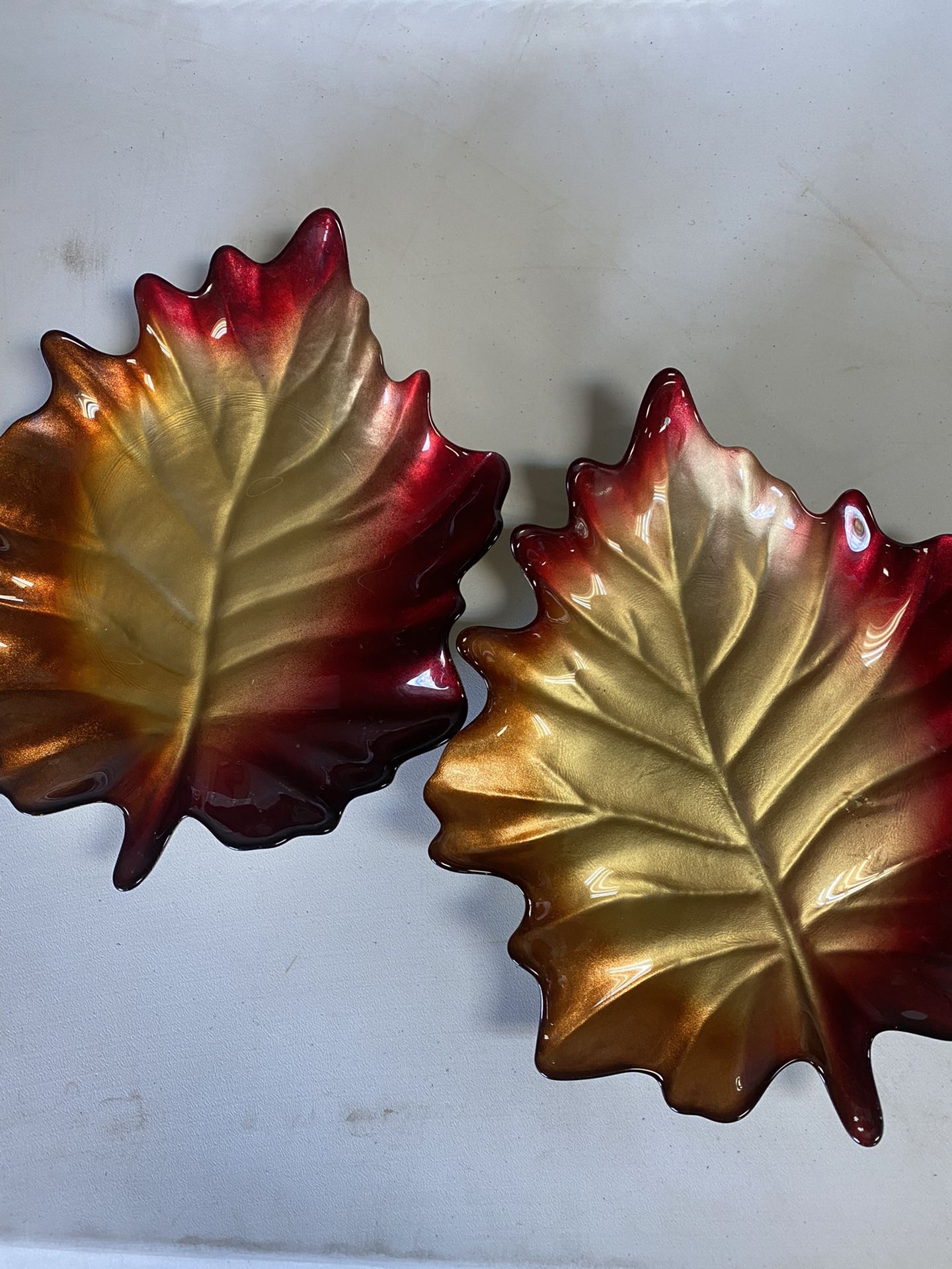 Multicolored Leaf Plates, Set of 2