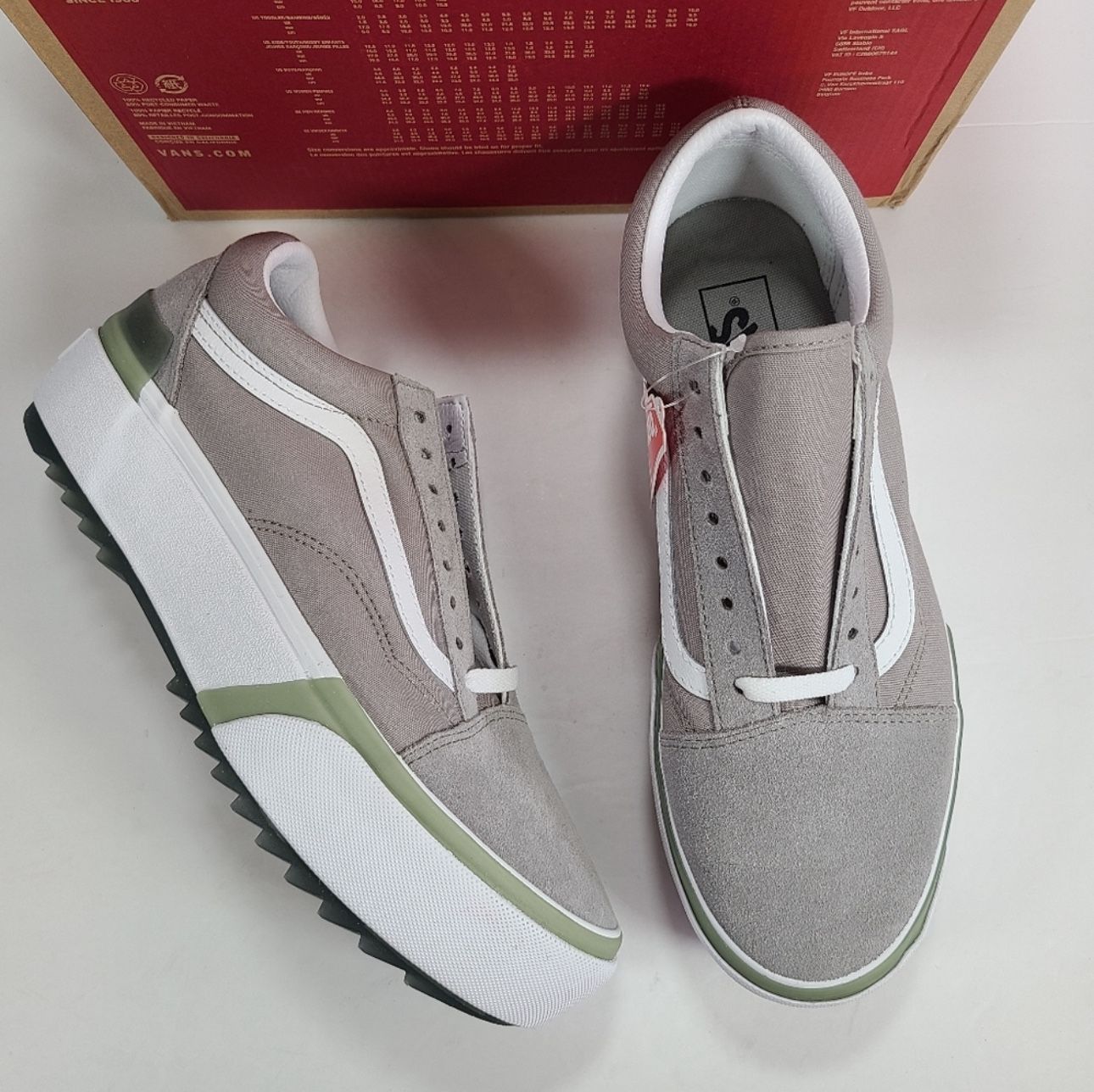 Vans Old Skool Stacked Platform Pastel Drizzle White Gray Sneakers