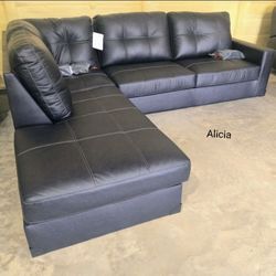 AP🎉 Black 2 Piece Sectional Couch With Chaise// Fast Delivery & Financing 