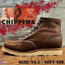 New CHIPPEWA Brentwood Mocc (Red Oak) Soft Toe Moc Toe Leather Work Boots Botas Size: 10.5