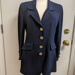 ST. JOHN Ladies Suit Jacket, Size 8, Navy Blue